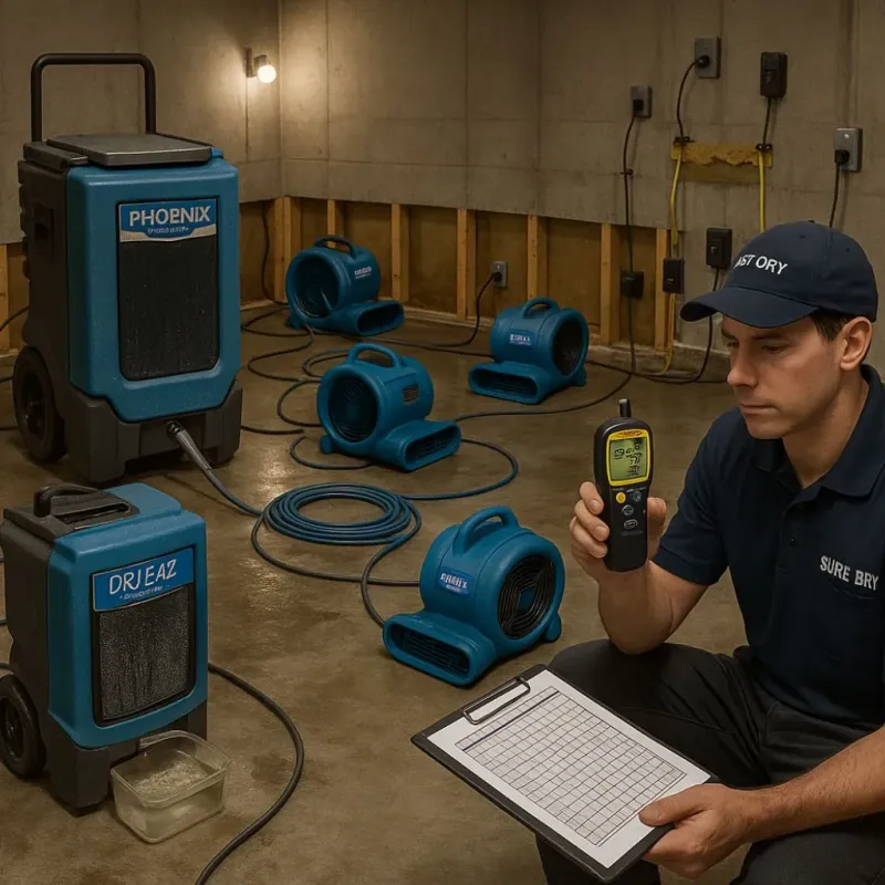 Structural Drying and Dehumidification process in Newcastle, CA